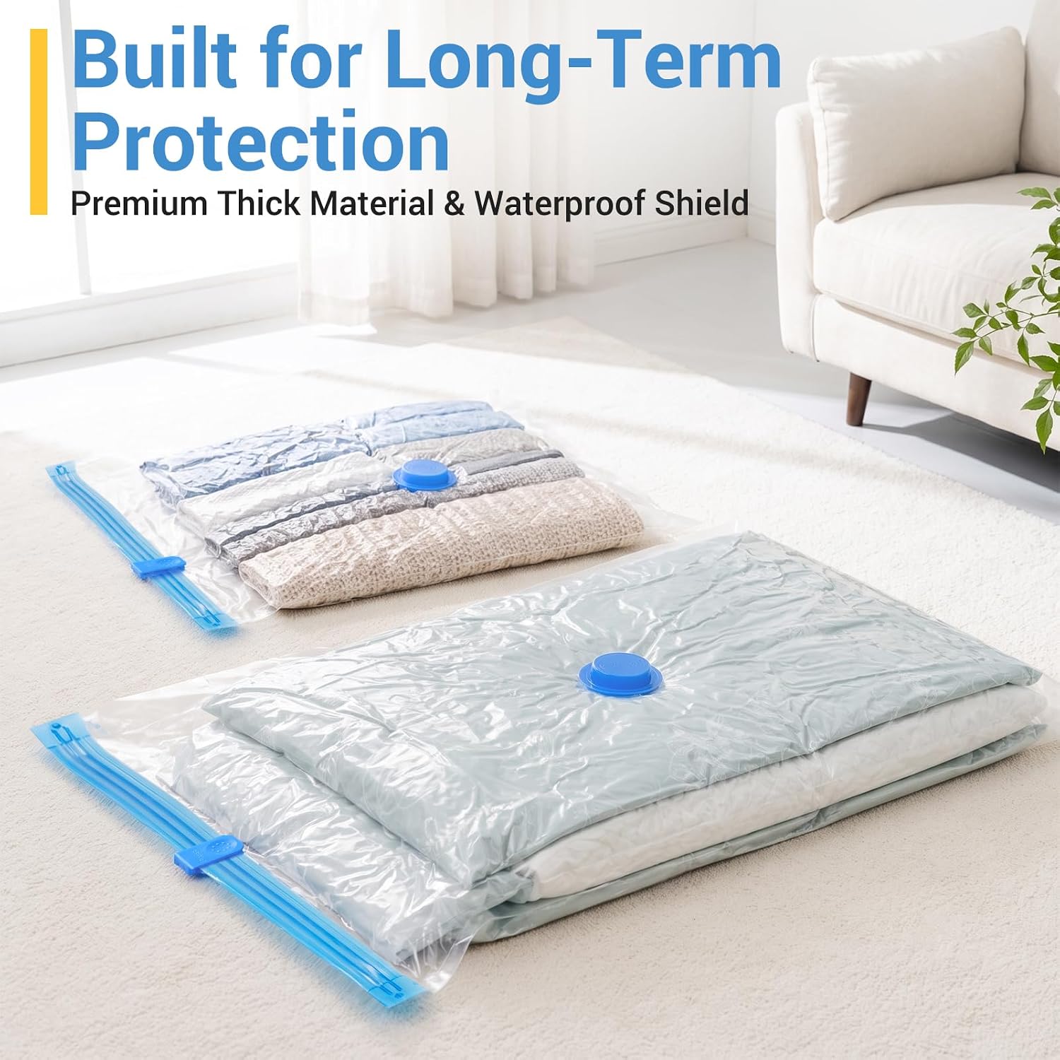 Fygrip Vacuum Storage Bags with Hand Pump, Plastic Packaging Bags, 80% Space Saver Vacuum Seal Bags for Clothing, Travel Lugggage, Blankets, Comforters, 20 Combo - Image 4