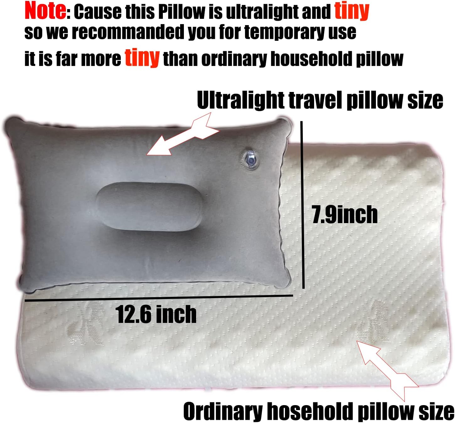 2Pack Ultralight A4 Size Inflatable Travel Pillow, Small Squared Flocked Fabric Air Pillow for Traveling, Holiday Trip, Hiking, Camping,Napping,Neck Lumbar Support(Gray) - Image 4
