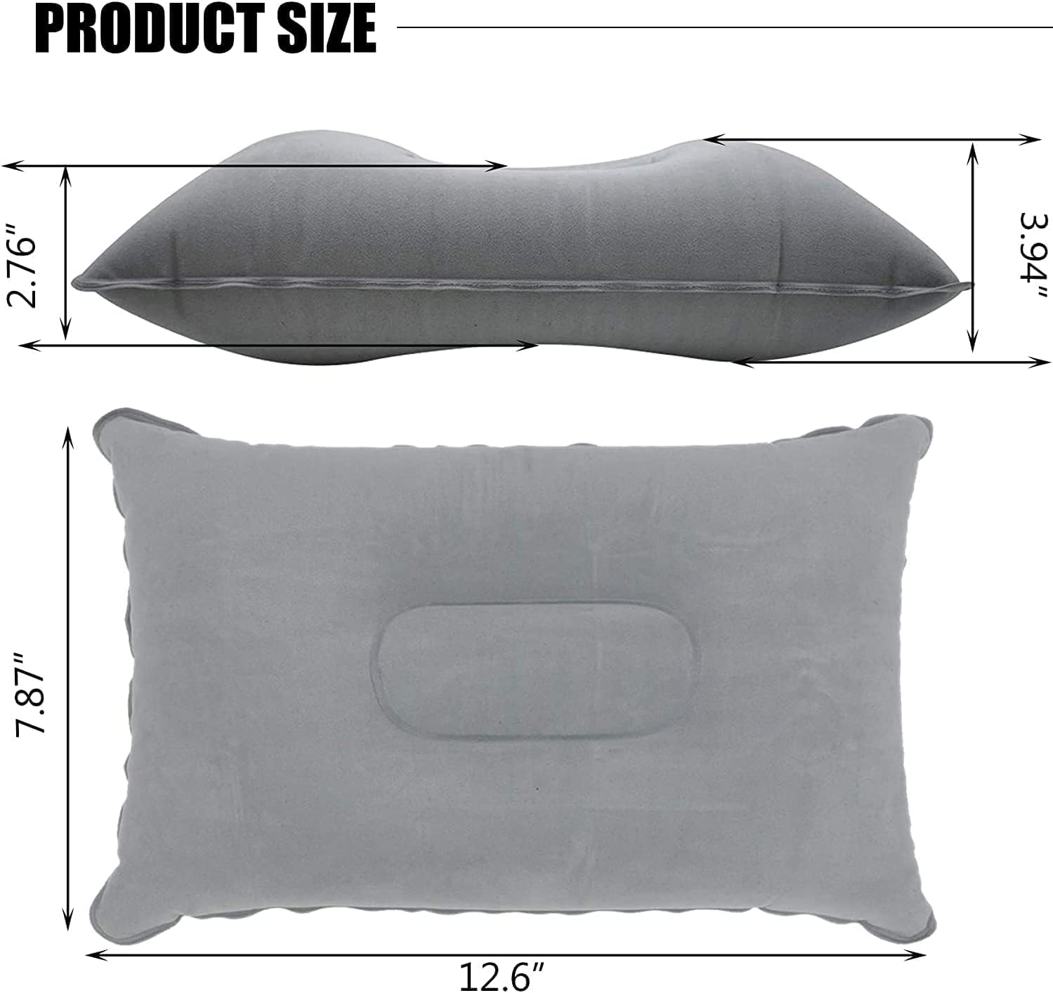 2Pack Ultralight A4 Size Inflatable Travel Pillow, Small Squared Flocked Fabric Air Pillow for Traveling, Holiday Trip, Hiking, Camping,Napping,Neck Lumbar Support(Gray) - Image 5